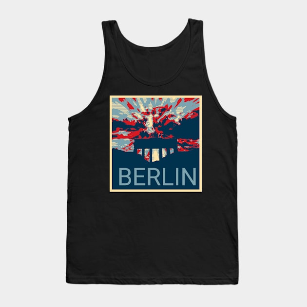 Berlin in Shepard Fairey style design Tank Top by Montanescu